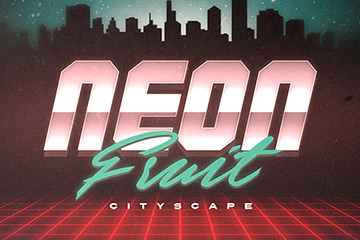 Neon Fruit Cityscape